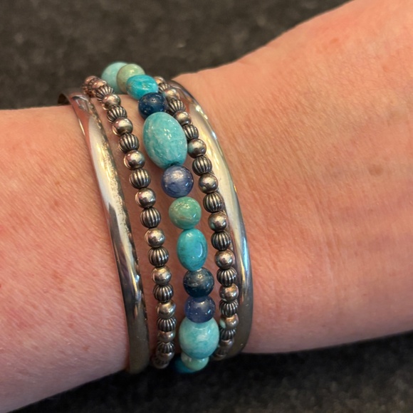 Carolyn Pollack sterling silver Changing Seasons cuff bracelet set. - Picture 3 of 12